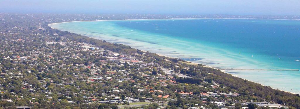 Aerial photo of Mornington and Port Phillip Bay